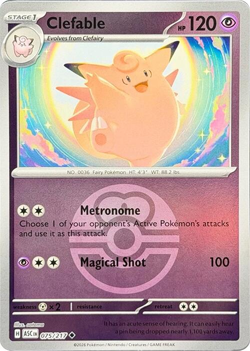 Clefable (075/217) (Love Ball) [Mega Evolution: Ascended Heroes] | Card Citadel