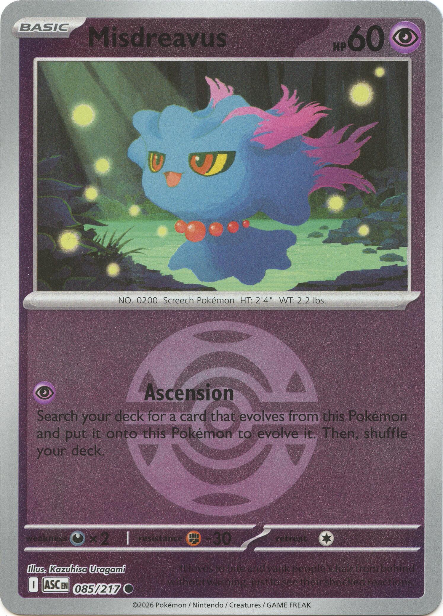 Misdreavus (085/217) (Dusk Ball) [Mega Evolution: Ascended Heroes] | Card Citadel