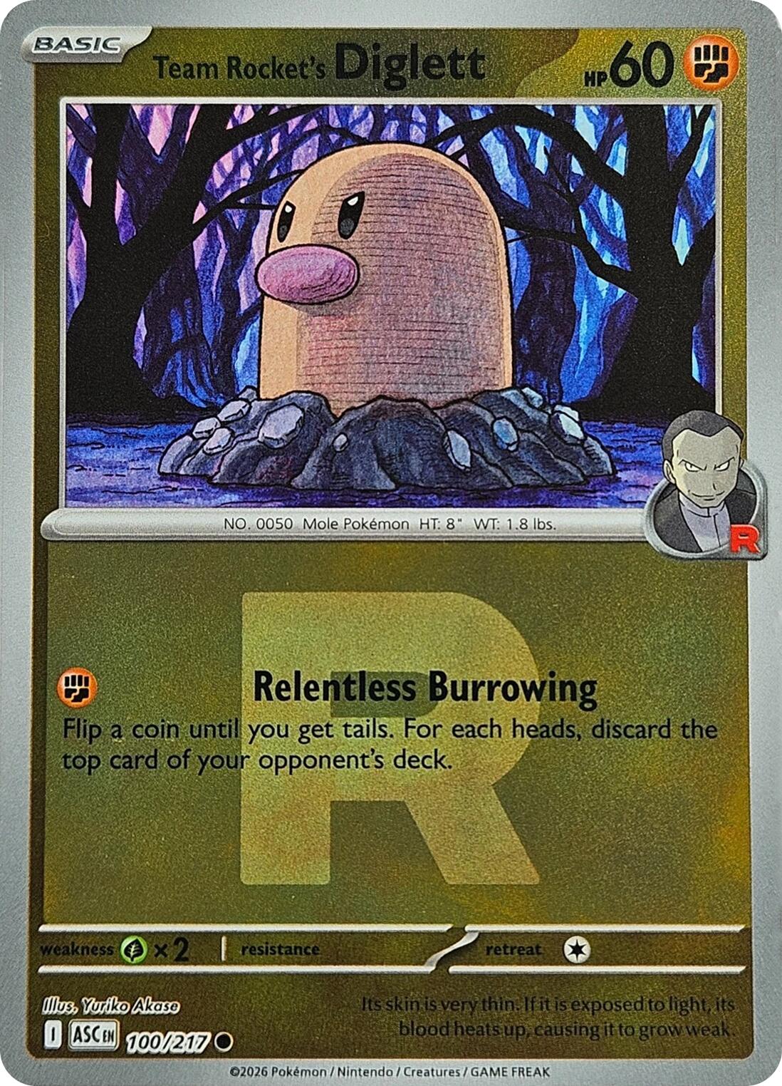 Team Rocket's Diglett (100/217) (Team Rocket) [Mega Evolution: Ascended Heroes] | Card Citadel