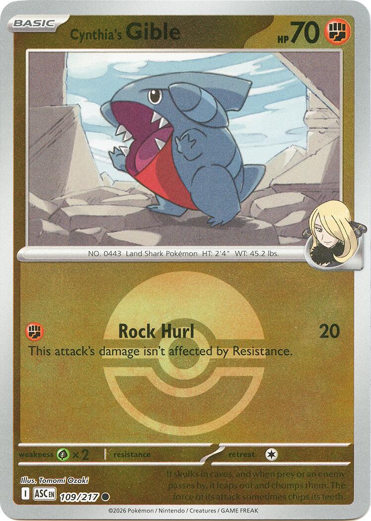 Cynthia's Gible (109/217) (Poke Ball) [Mega Evolution: Ascended Heroes] | Card Citadel
