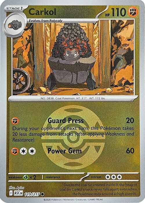 Carkol (119/217) (Dusk Ball) [Mega Evolution: Ascended Heroes] | Card Citadel