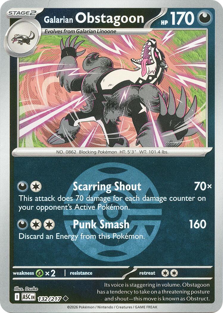 Galarian Obstagoon (132/217) (Dusk Ball) [Mega Evolution: Ascended Heroes] | Card Citadel
