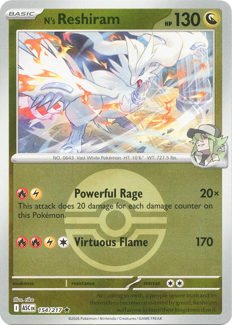 N's Reshiram (154/217) (Poke Ball) [Mega Evolution: Ascended Heroes] | Card Citadel