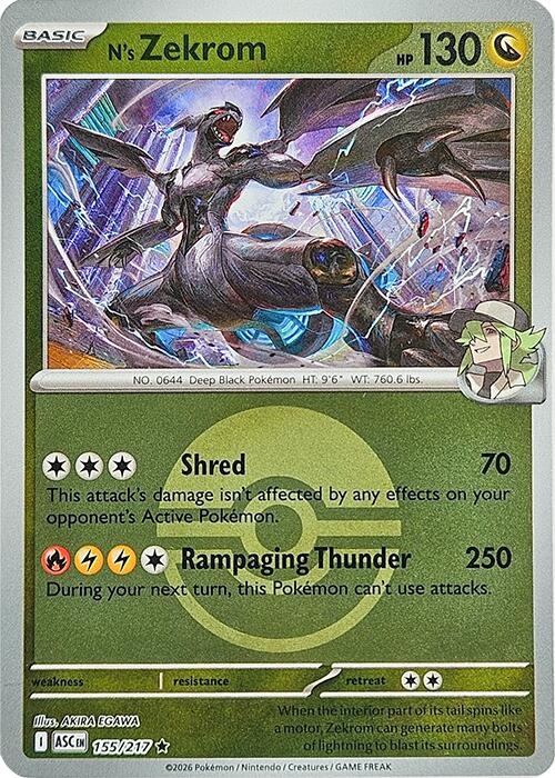N's Zekrom (155/217) (Poke Ball) [Mega Evolution: Ascended Heroes] | Card Citadel