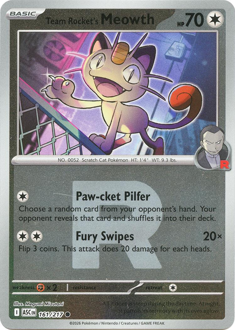 Team Rocket's Meowth (161/217) (Team Rocket) [Mega Evolution: Ascended Heroes] | Card Citadel