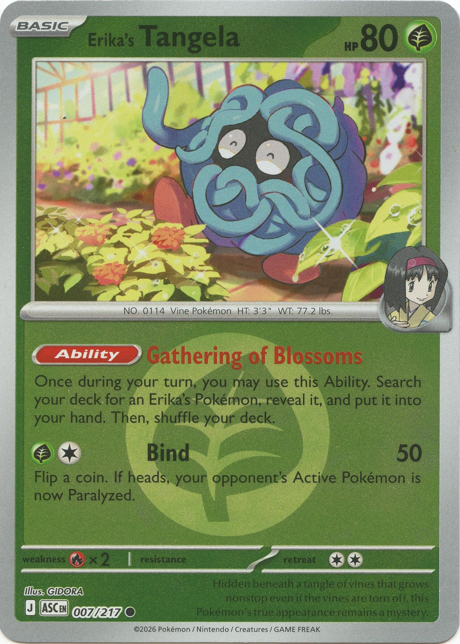 Erika's Tangela (007/217) (Energy Symbol Pattern) [Mega Evolution: Ascended Heroes] | Card Citadel