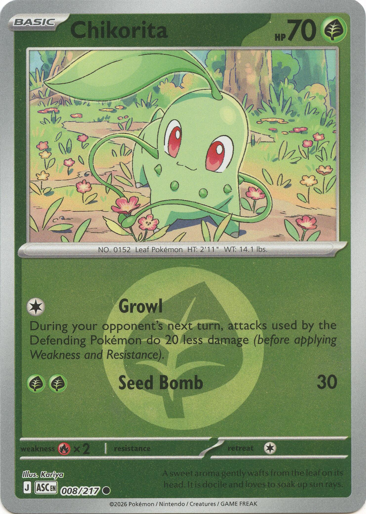 Chikorita (008/217) (Energy Symbol Pattern) [Mega Evolution: Ascended Heroes] | Card Citadel