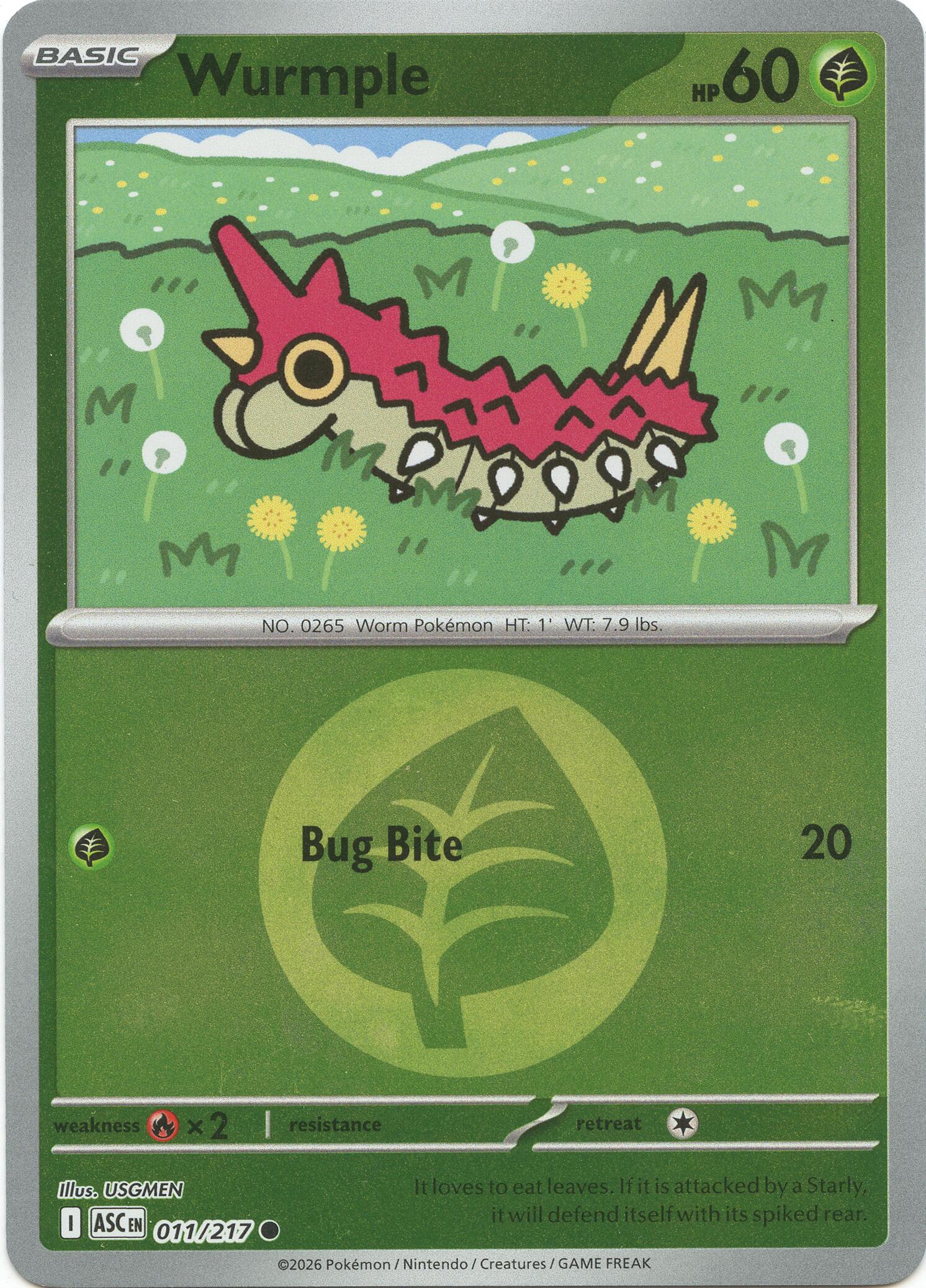 Wurmple (011/217) (Energy Symbol Pattern) [Mega Evolution: Ascended Heroes] | Card Citadel