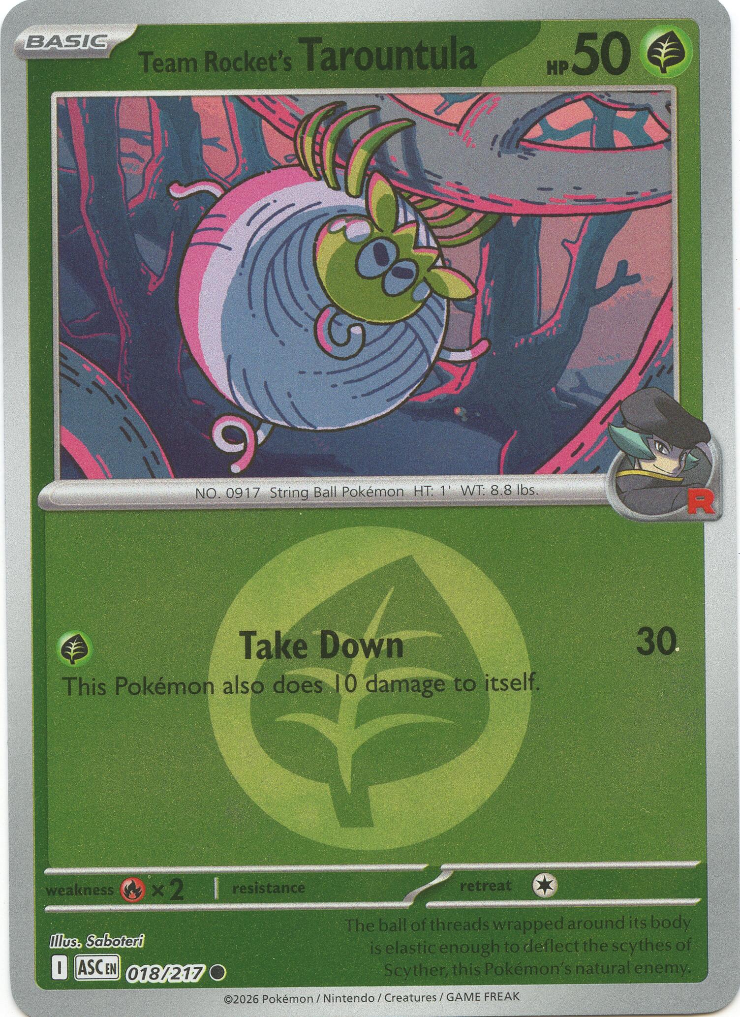 Team Rocket's Tarountula (018/217) (Energy Symbol Pattern) [Mega Evolution: Ascended Heroes] | Card Citadel