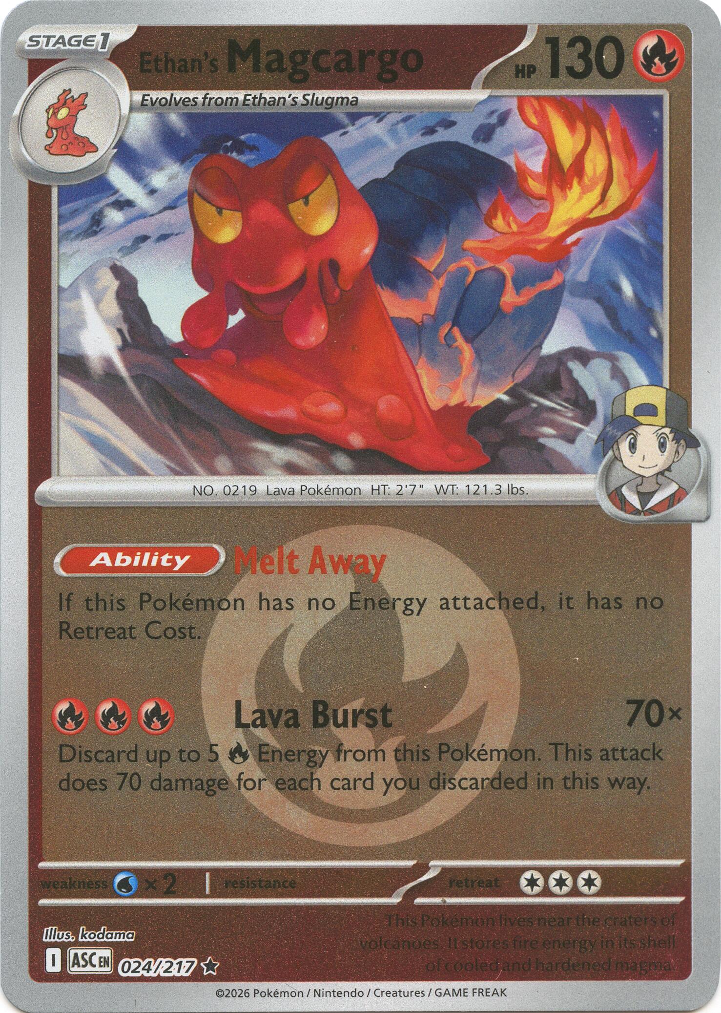 Ethan's Magcargo (024/217) (Energy Symbol Pattern) [Mega Evolution: Ascended Heroes] | Card Citadel