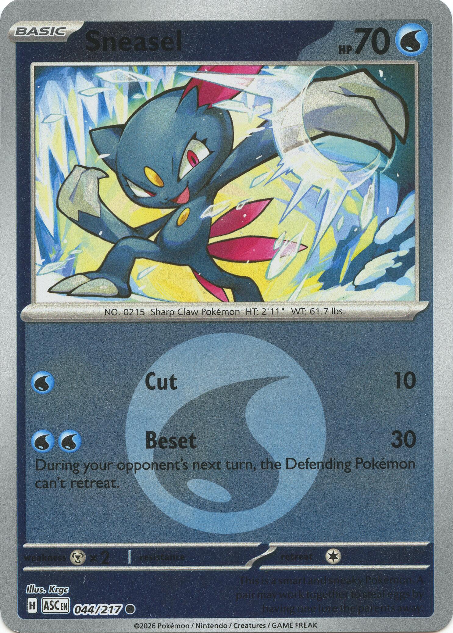 Sneasel (044/217) (Energy Symbol Pattern) [Mega Evolution: Ascended Heroes] | Card Citadel