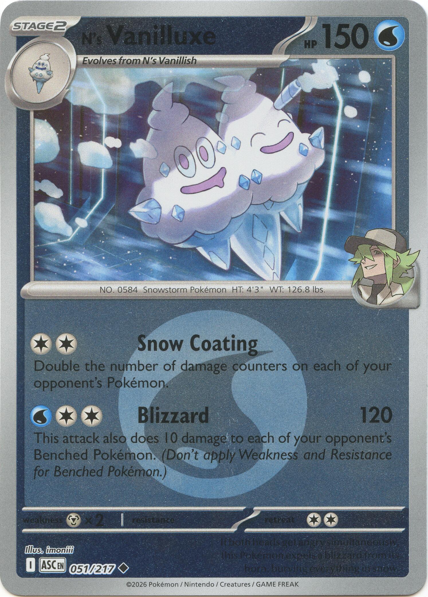 N's Vanilluxe (051/217) (Energy Symbol Pattern) [Mega Evolution: Ascended Heroes] | Card Citadel