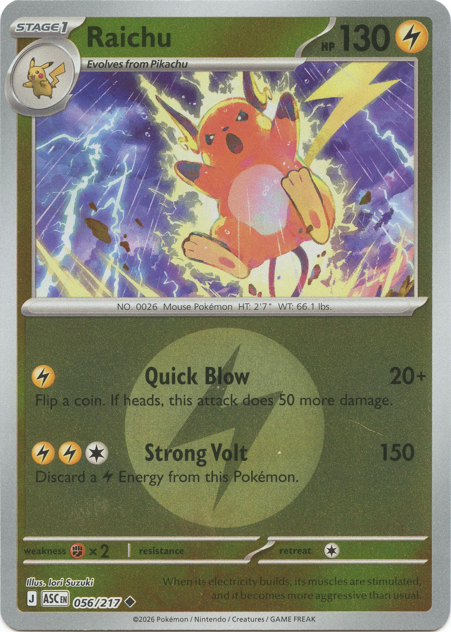 Raichu (056/217) (Energy Symbol Pattern) [Mega Evolution: Ascended Heroes] | Card Citadel