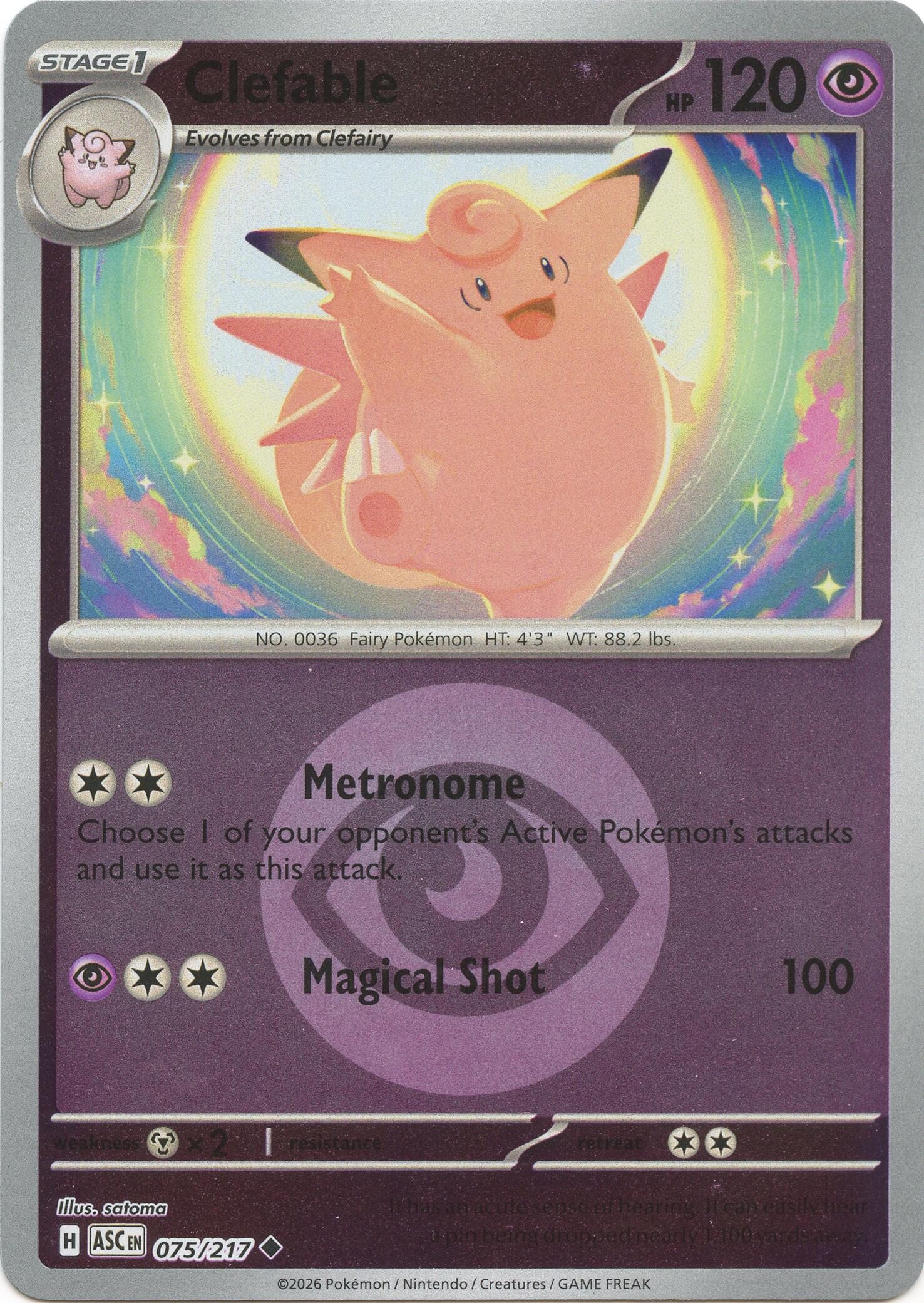 Clefable (075/217) (Energy Symbol Pattern) [Mega Evolution: Ascended Heroes] | Card Citadel