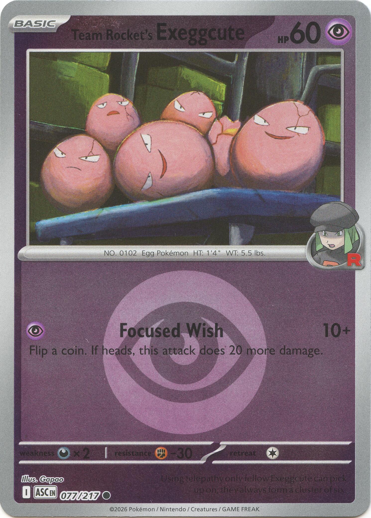 Team Rocket's Exeggcute (077/217) (Energy Symbol Pattern) [Mega Evolution: Ascended Heroes] | Card Citadel
