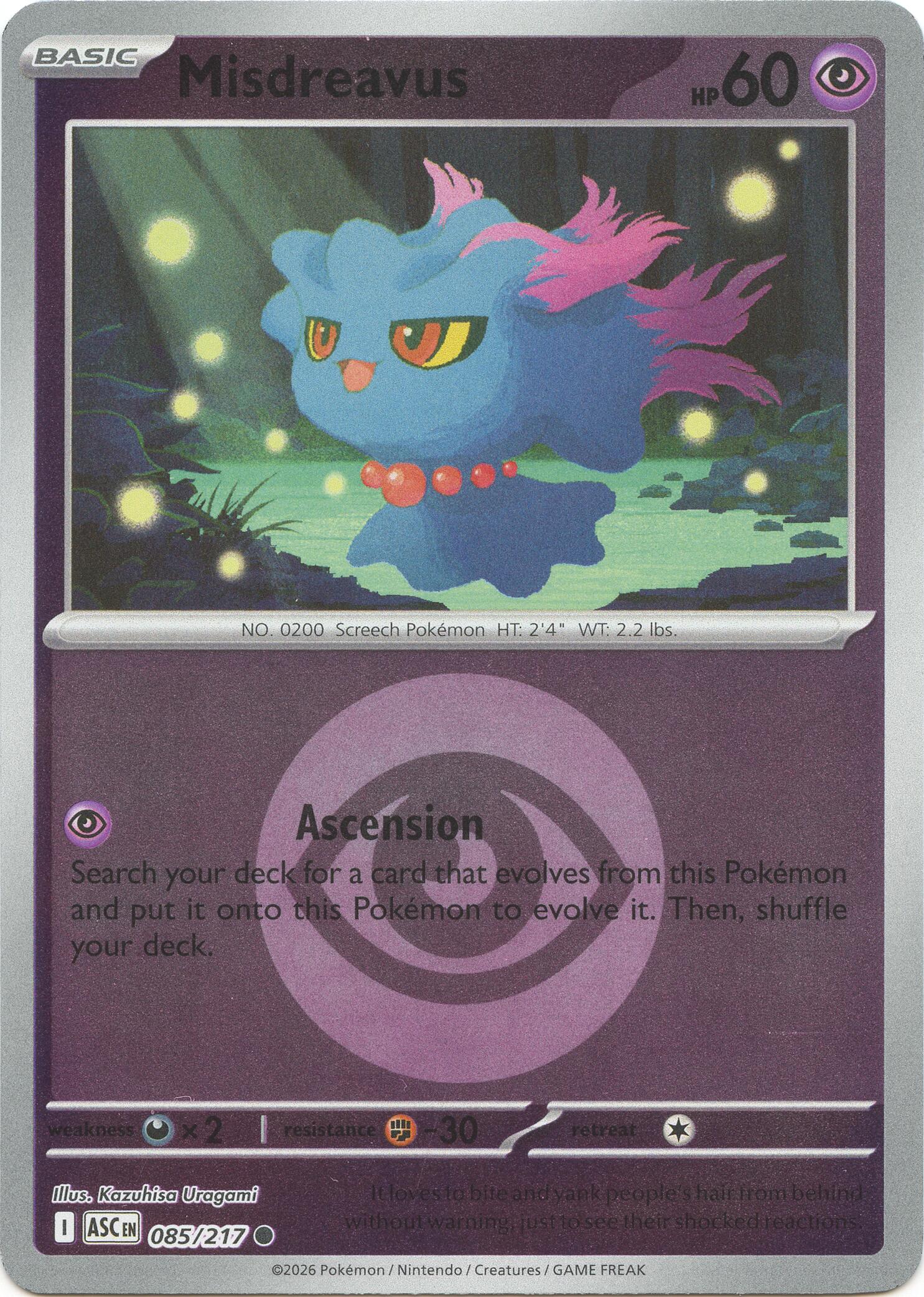 Misdreavus (085/217) (Energy Symbol Pattern) [Mega Evolution: Ascended Heroes] | Card Citadel