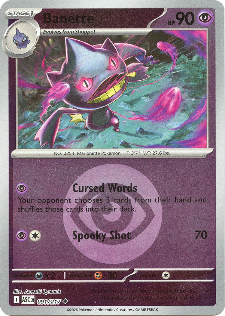 Banette (091/217) (Energy Symbol Pattern) [Mega Evolution: Ascended Heroes] | Card Citadel