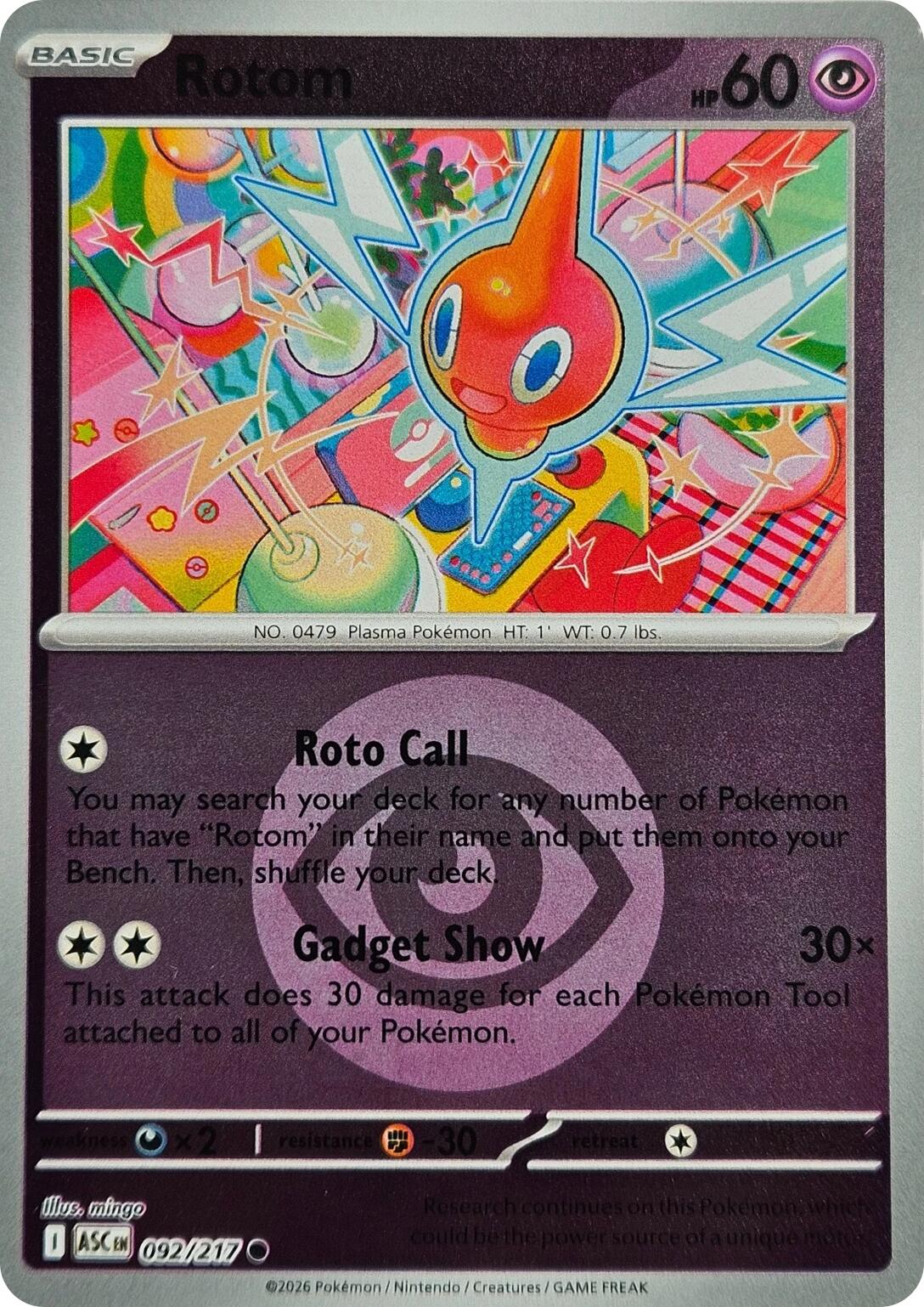 Rotom (092/217) (Energy Symbol Pattern) [Mega Evolution: Ascended Heroes] | Card Citadel