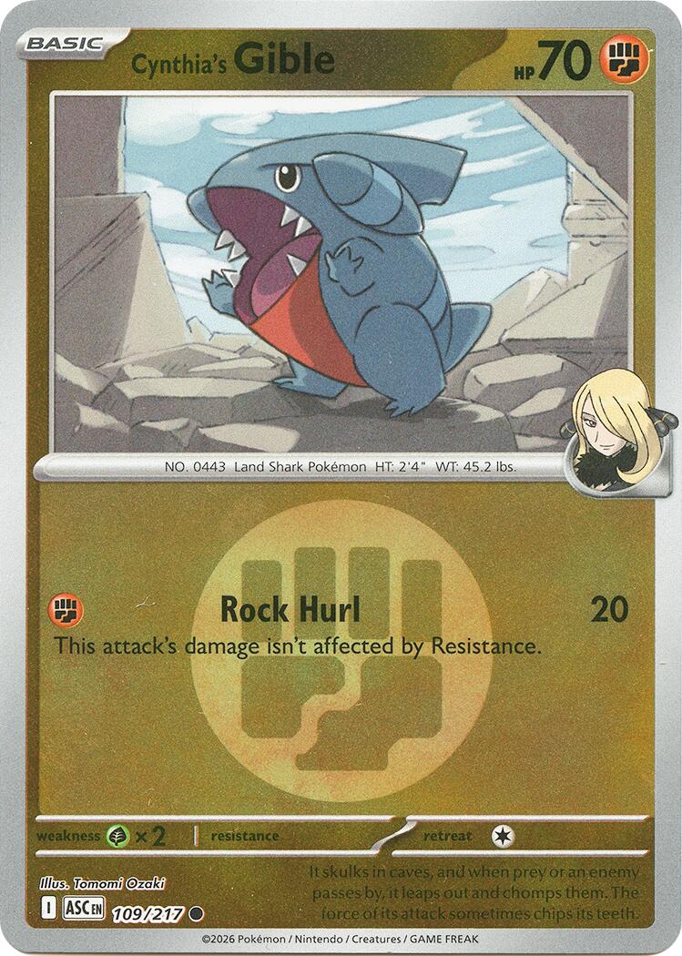 Cynthia's Gible (109/217) (Energy Symbol Pattern) [Mega Evolution: Ascended Heroes] | Card Citadel