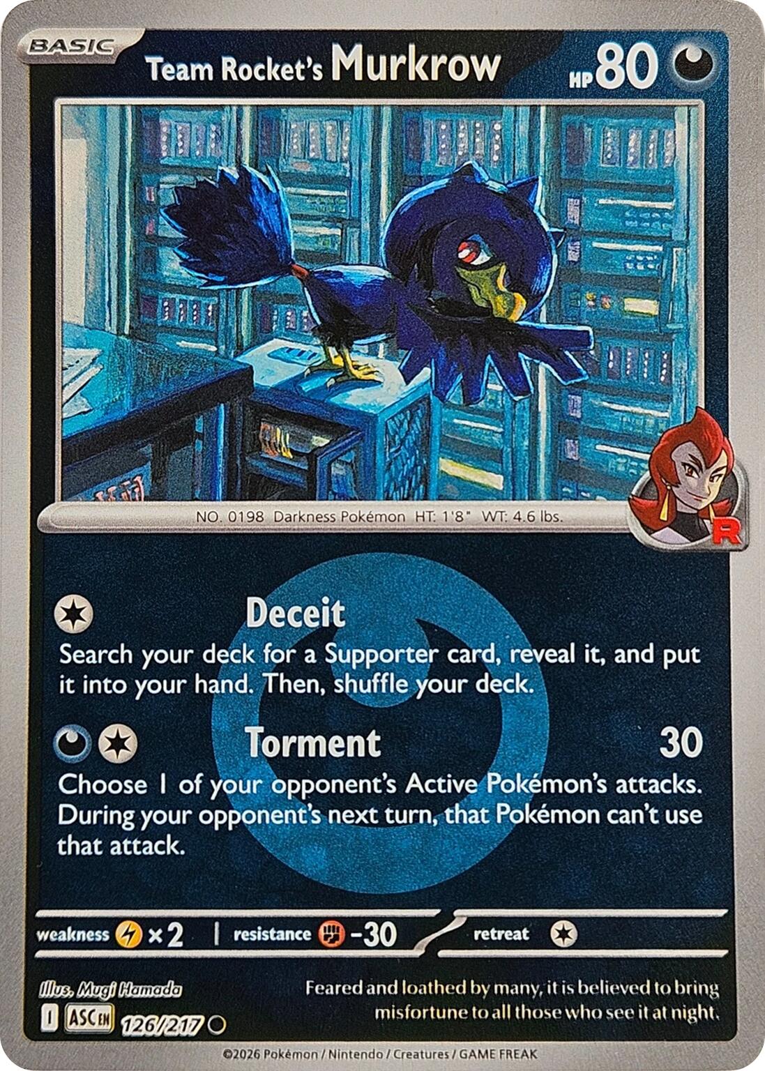 Team Rocket's Murkrow (126/217) (Energy Symbol Pattern) [Mega Evolution: Ascended Heroes] | Card Citadel