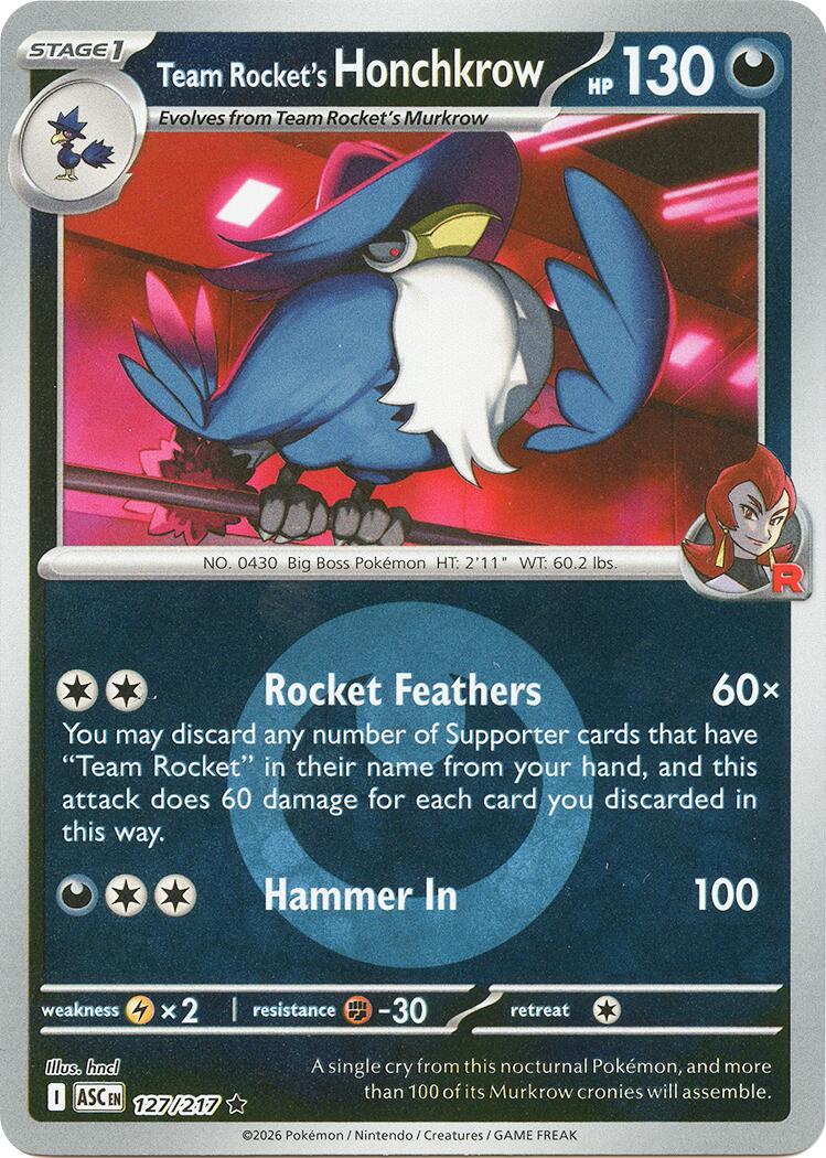 Team Rocket's Honchkrow (127/217) (Energy Symbol Pattern) [Mega Evolution: Ascended Heroes] | Card Citadel