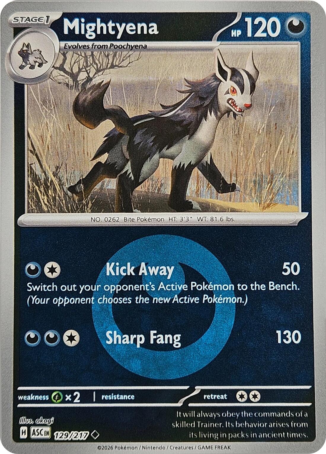 Mightyena (129/217) (Energy Symbol Pattern) [Mega Evolution: Ascended Heroes] | Card Citadel