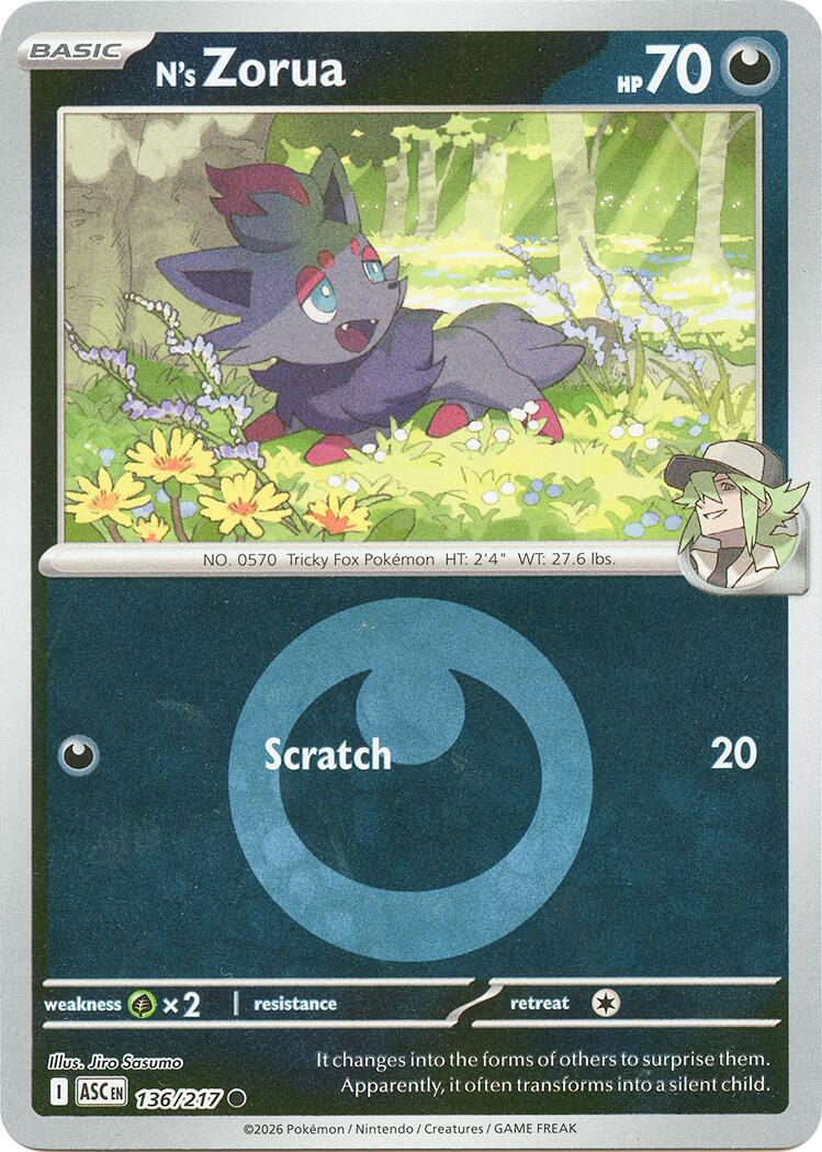 N's Zorua (136/217) (Energy Symbol Pattern) [Mega Evolution: Ascended Heroes] | Card Citadel