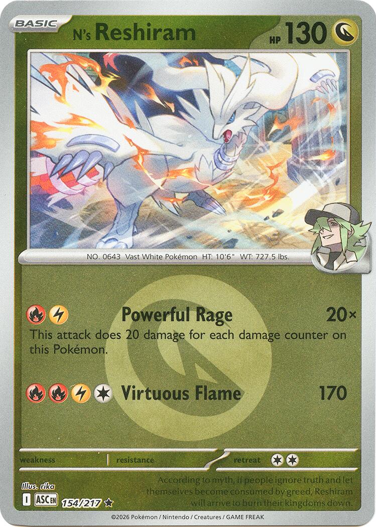 N's Reshiram (154/217) (Energy Symbol Pattern) [Mega Evolution: Ascended Heroes] | Card Citadel