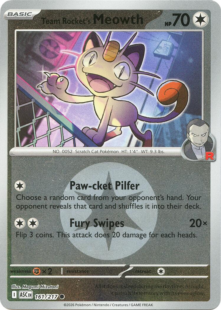 Team Rocket's Meowth (161/217) (Energy Symbol Pattern) [Mega Evolution: Ascended Heroes] | Card Citadel