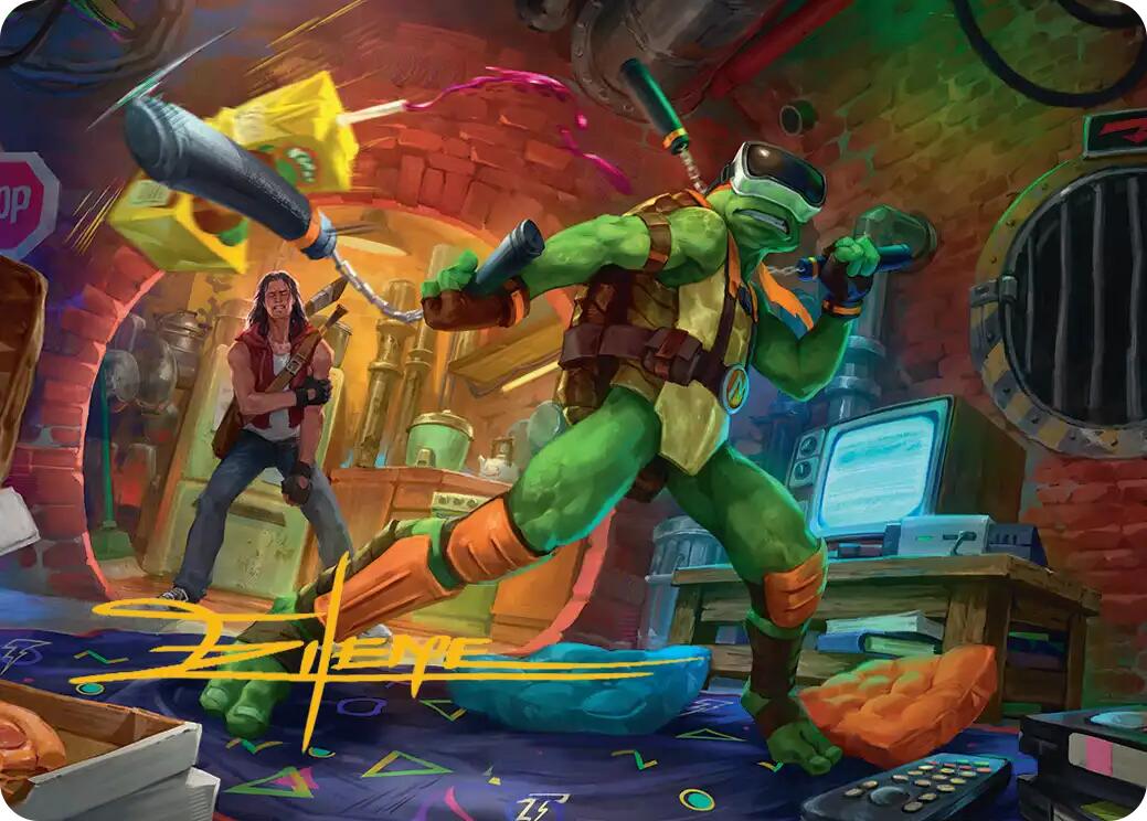 Michelangelo, Game Master Art Card (Gold-Stamped Signature) [Teenage Mutant Ninja Turtles Art Series] | Card Citadel