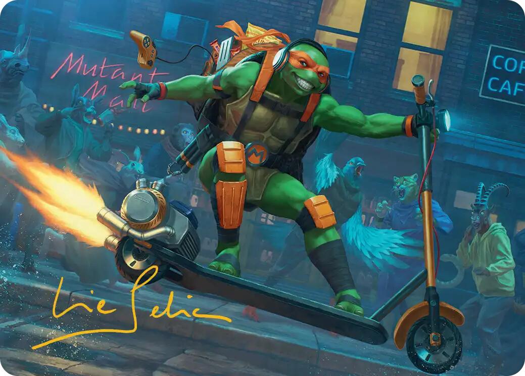 Michelangelo, On the Scene Art Card (Gold-Stamped Signature) [Teenage Mutant Ninja Turtles Art Series] | Card Citadel