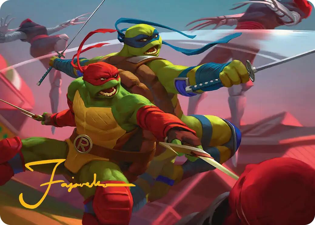 Raph & Leo, Sibling Rivals Art Card (Gold-Stamped Signature) [Teenage Mutant Ninja Turtles Art Series] | Card Citadel