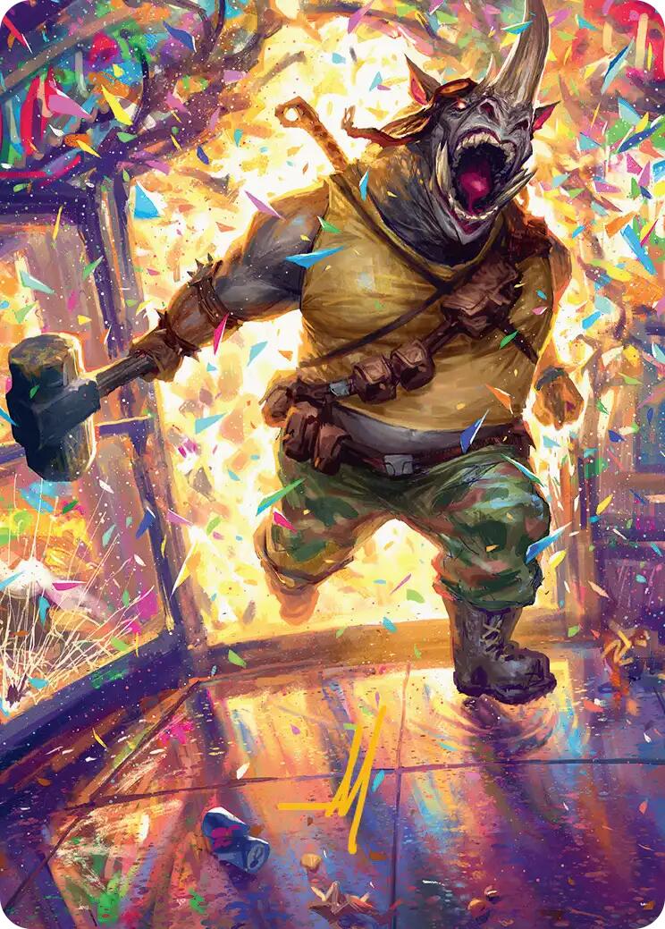 Rocksteady, Rowdy Rhino Art Card (Gold-Stamped Signature) [Teenage Mutant Ninja Turtles Art Series] | Card Citadel