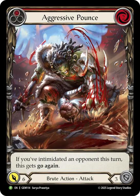 Aggressive Pounce (Red) [GEM114] (GEM Pack 4)  Rainbow Foil | Card Citadel