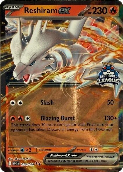 Reshiram ex (020/086) (Great Ball League) [League & Championship Cards] | Card Citadel