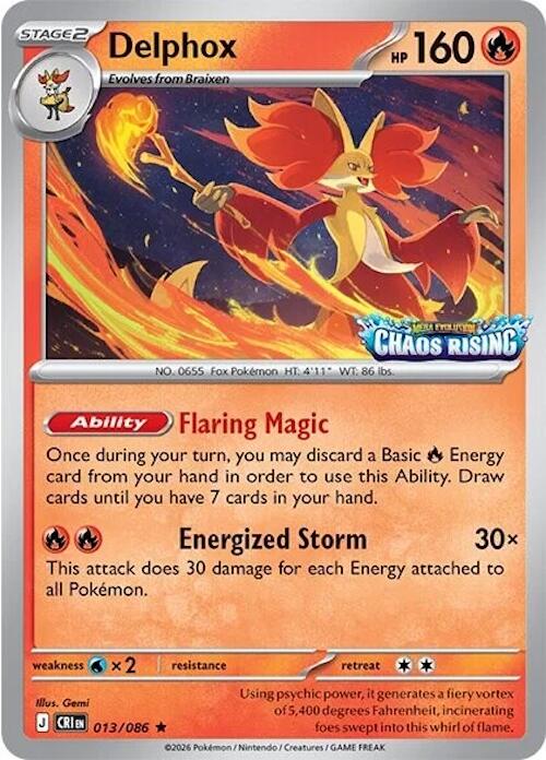 Delphox (013/086) (Chaos Rising Stamped) [Miscellaneous Cards] | Card Citadel