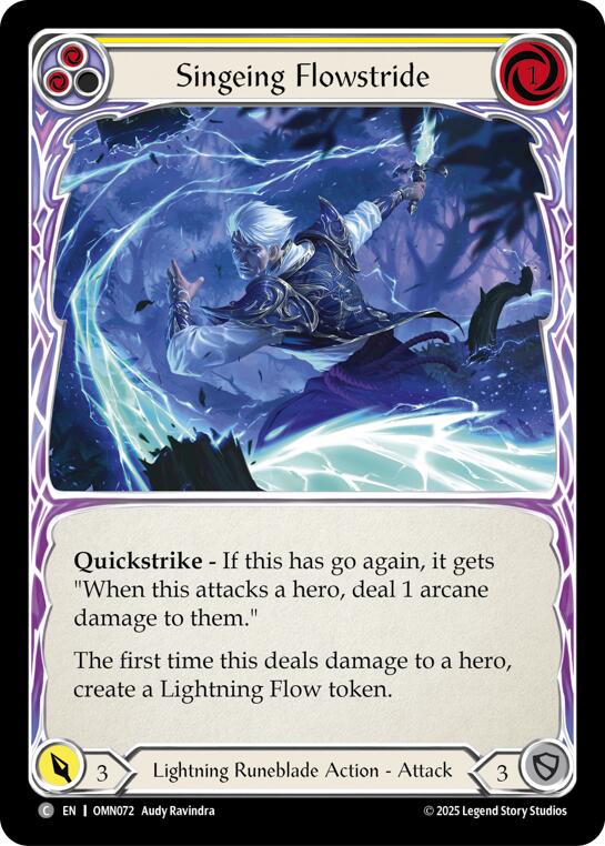 Singeing Flowstride (Yellow) [OMN072] (Omens of the Third Age)  Rainbow Foil | Card Citadel