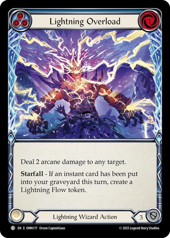 Lightning Overload (Blue) [OMN117] (Omens of the Third Age)  Rainbow Foil | Card Citadel