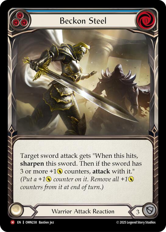 Beckon Steel (Blue) [OMN238] (Omens of the Third Age)  Rainbow Foil | Card Citadel