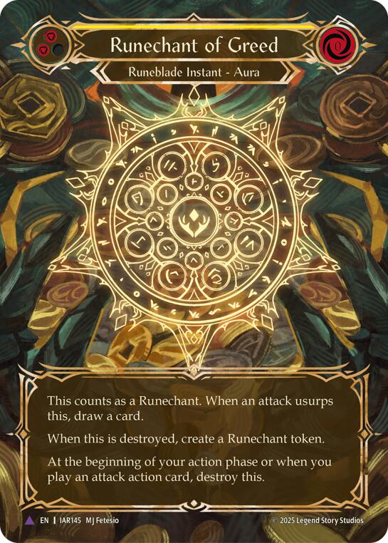 Runechant of Greed (Yellow) (Marvel) [IAR145-MV] (Omens of the Third Age)  Cold Foil | Card Citadel