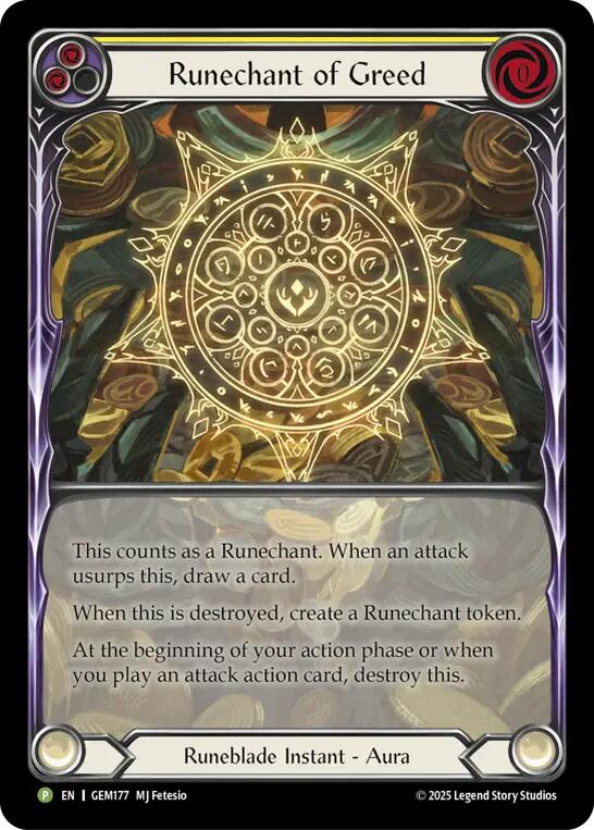 Runechant of Greed (Yellow) [GEM177-RF] (Gem Pack 5)  Rainbow Foil | Card Citadel