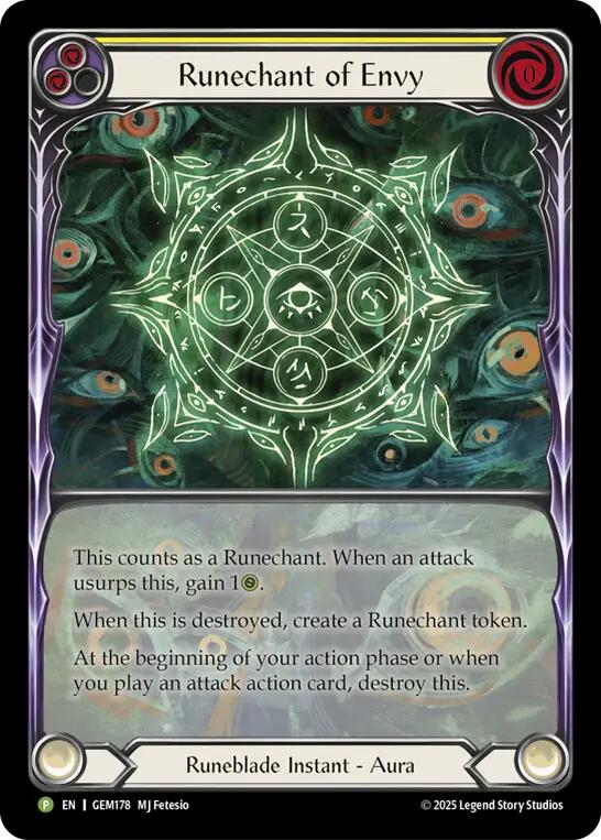 Runechant of Envy (Yellow) [GEM178-RF] (Gem Pack 5)  Rainbow Foil | Card Citadel