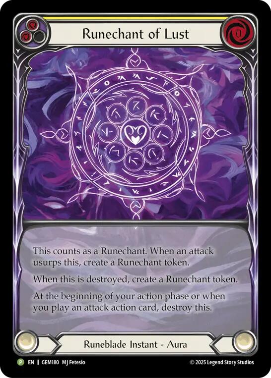 Runechant of Lust (Yellow) [GEM180-RF] (Gem Pack 5)  Rainbow Foil | Card Citadel