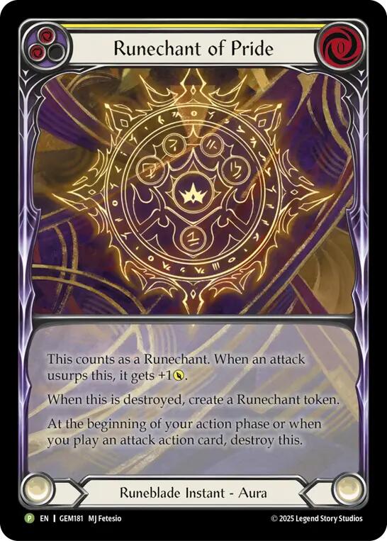 Runechant of Pride (Yellow) [GEM181-RF] (Gem Pack 5)  Rainbow Foil | Card Citadel