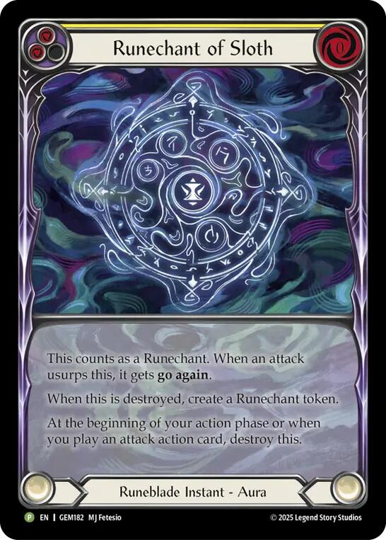 Runechant of Sloth (Yellow) [GEM182-RF] (Gem Pack 5)  Rainbow Foil | Card Citadel