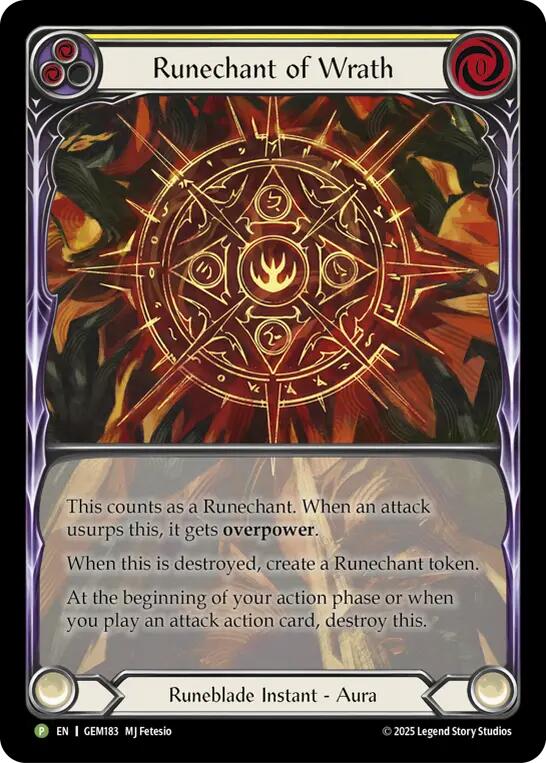 Runechant of Wrath (Yellow) [GEM183-RF] (Gem Pack 5)  Rainbow Foil | Card Citadel