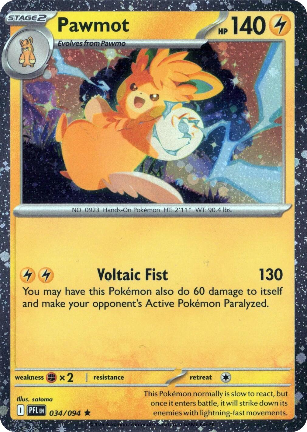 Pawmot (034/094) (Cosmos Holo) [Mega Evolution: Phantasmal Flames] | Card Citadel