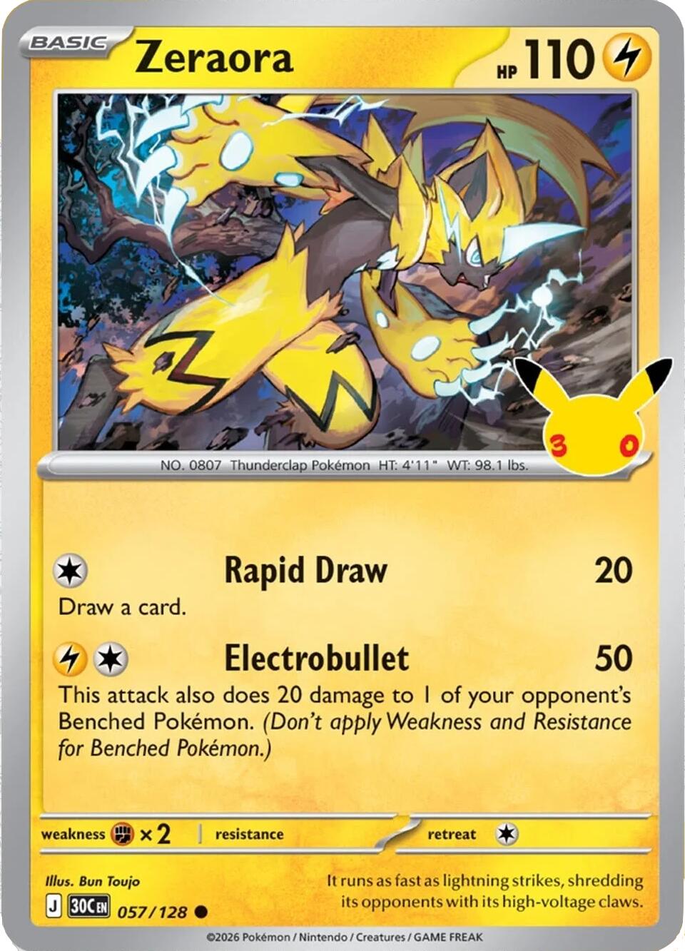 Zeraora (057/128) [Mega Evolution: 30th Celebration] | Card Citadel