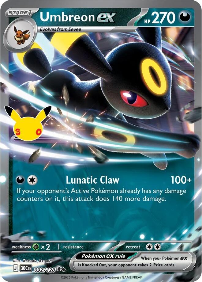 Umbreon ex (092/128) [Mega Evolution: 30th Celebration] | Card Citadel