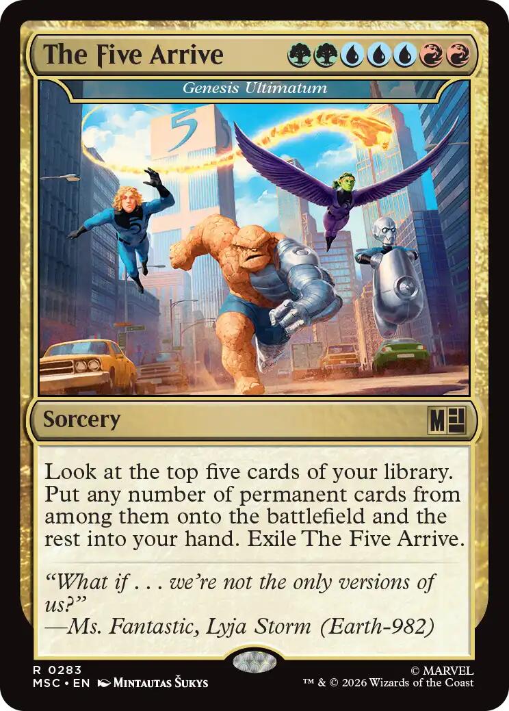 The Five Arrive - Genesis Ultimatum (Surge Foil) [Marvel Super Heroes Commander] | Card Citadel
